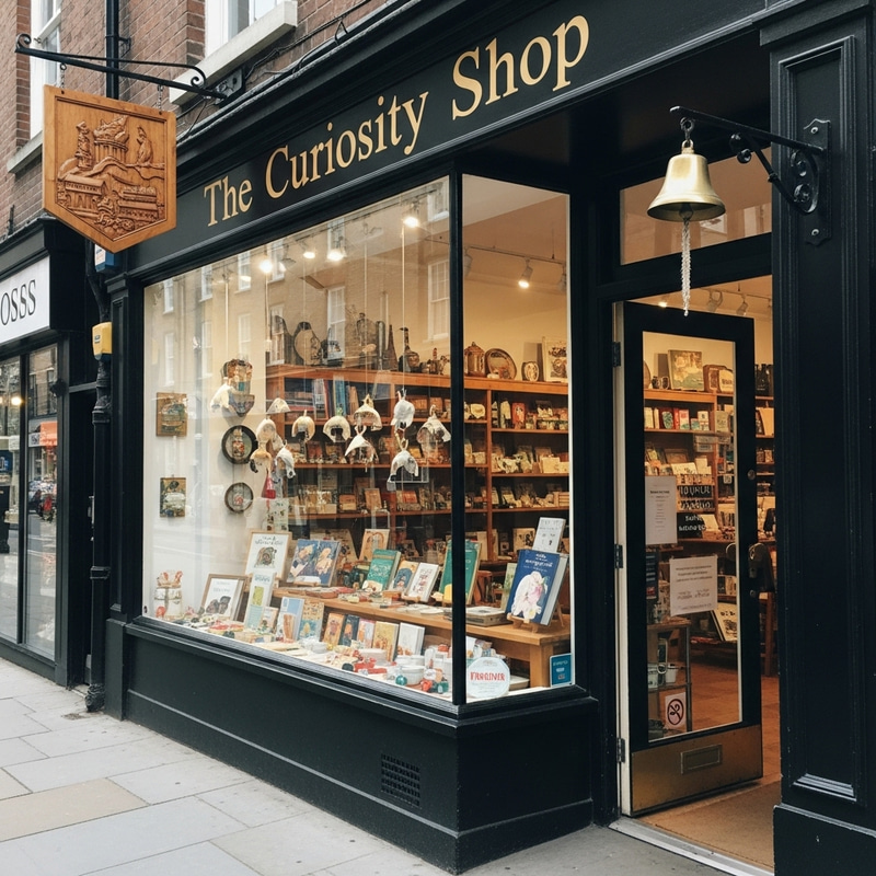 Charming Shopfront with Wooden Toys, Books & Ceramics Charming Shopfront with Wooden Toys, Books & Ceramics