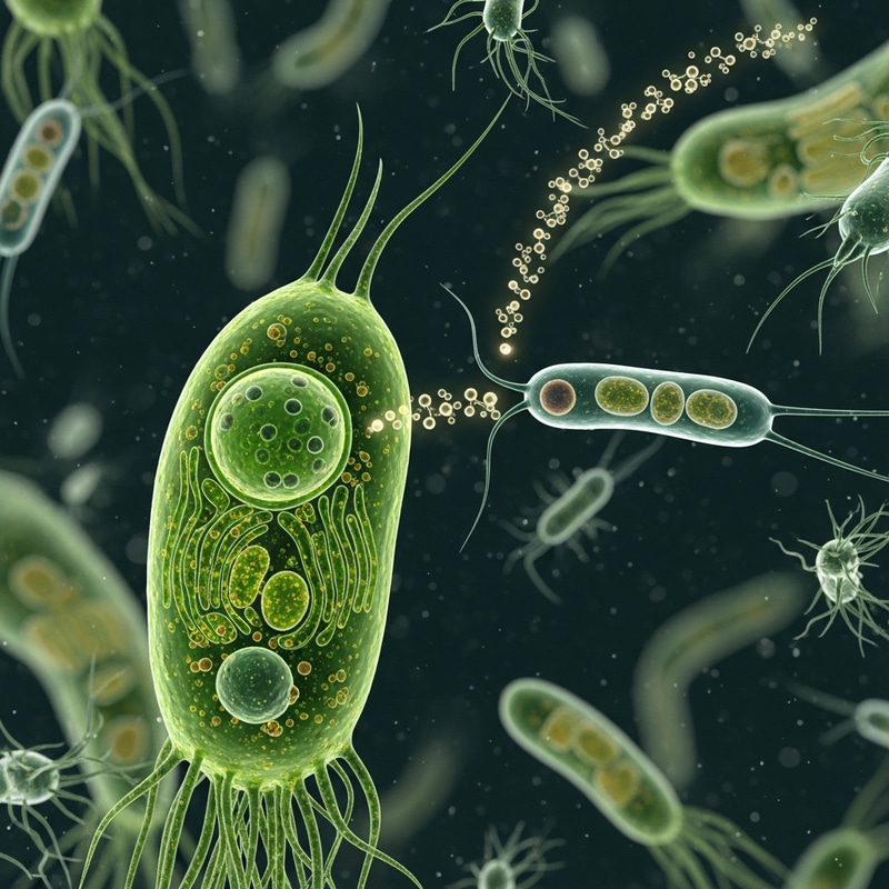 Algal Cell and Bacteria Interacting Exchange Micro Metabolites