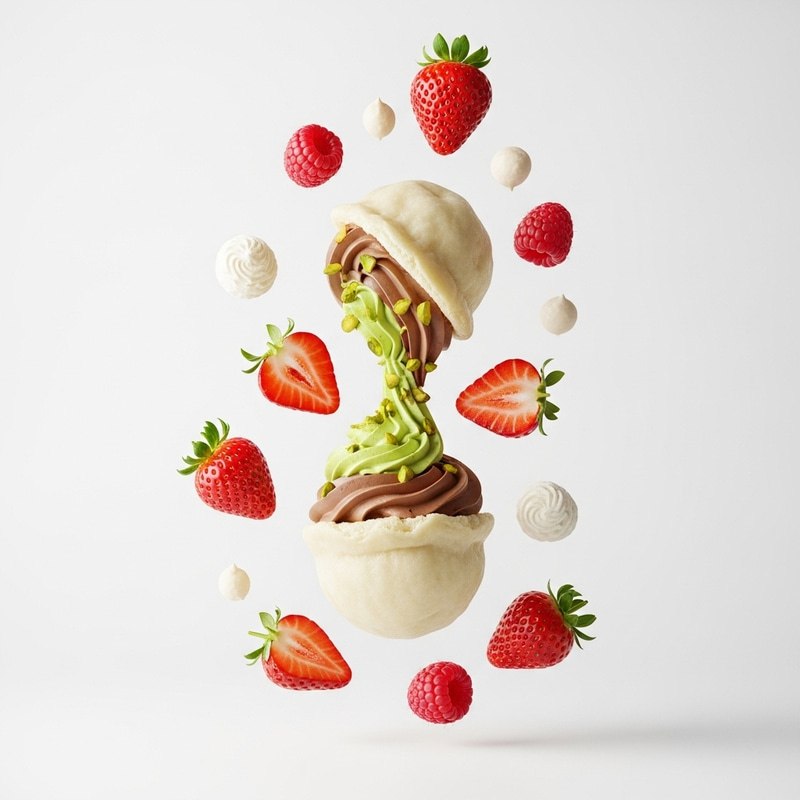 Decadent Pistachio Chocolate Dumplings with Berries Decadent Pistachio Chocolate Dumplings with Berries