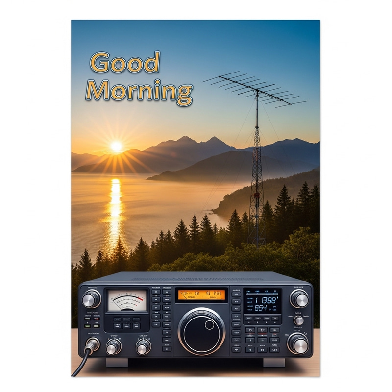 Radiant 'Good Morning' Postcard for Radio Enthusiasts Radiant 'Good Morning' Postcard for Radio Enthusiasts