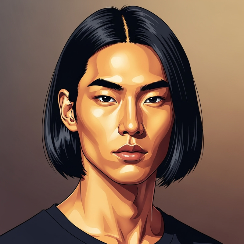 Charming Asian Man - Golden Skin and Angular Eyes