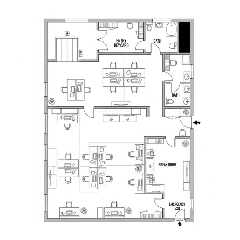 Horror Game Office Floor Plan Design