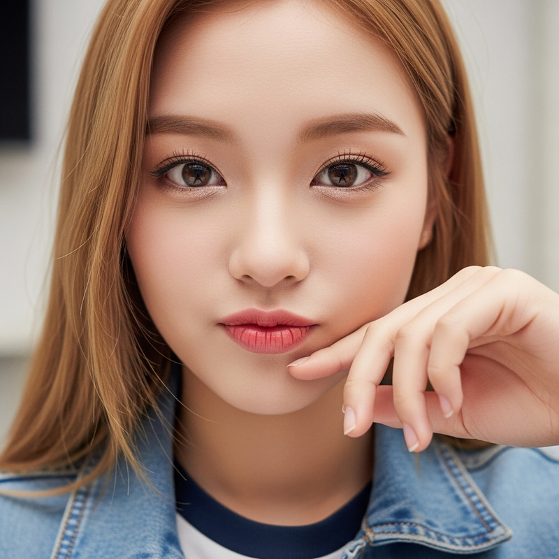 Small-Lipped Young Woman Selfie | Soft Features & Playful Expression Small-Lipped Young Woman Selfie | Soft Features & Playful Expression