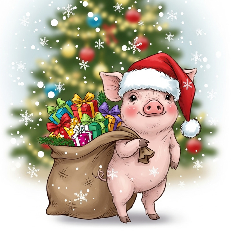 Festive Christmas Pig with Gifts Festive Christmas Pig with Gifts