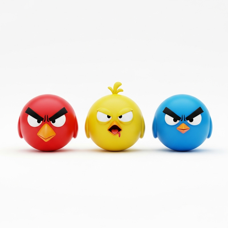 Minimalistic Angry Birds - Brightly Colored and Expressive