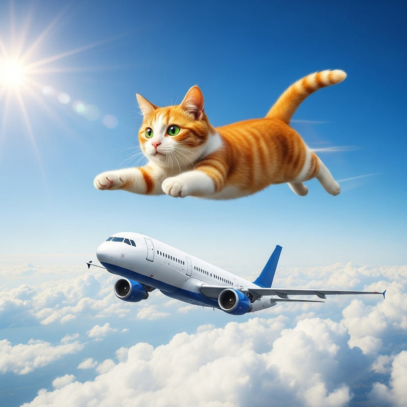 Flying Cat Over Airplane | Spectacular Sky Flight Flying Cat Over Airplane | Spectacular Sky Flight