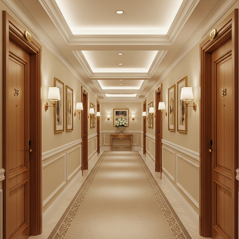 Elegant Hotel Corridor: Comfort and Luxury