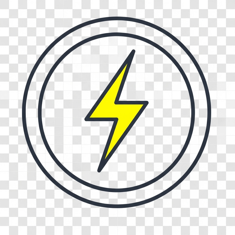 Power Charging Icon - Simple Circular Shape and Lightning Bolt Power Charging Icon - Simple Circular Shape and Lightning Bolt
