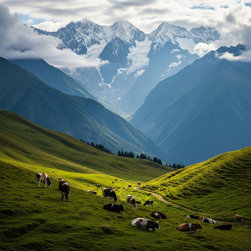 Majestic Mountain Range and Cows Majestic Mountain Range and Cows