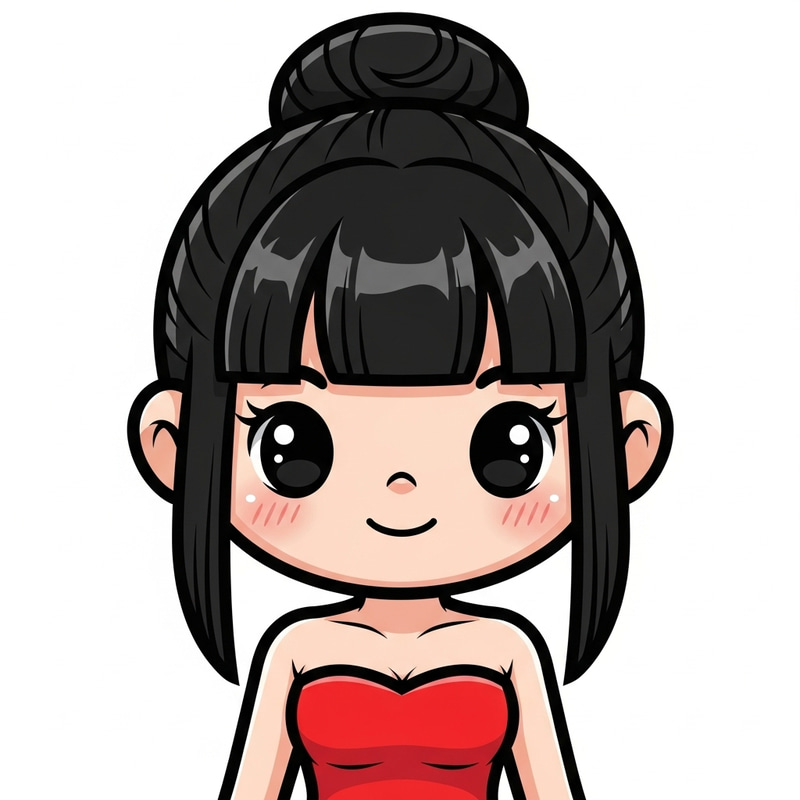 Cute Chibi Mascot in Red Dress - Adorable Character Art Cute Chibi Mascot in Red Dress - Adorable Character Art