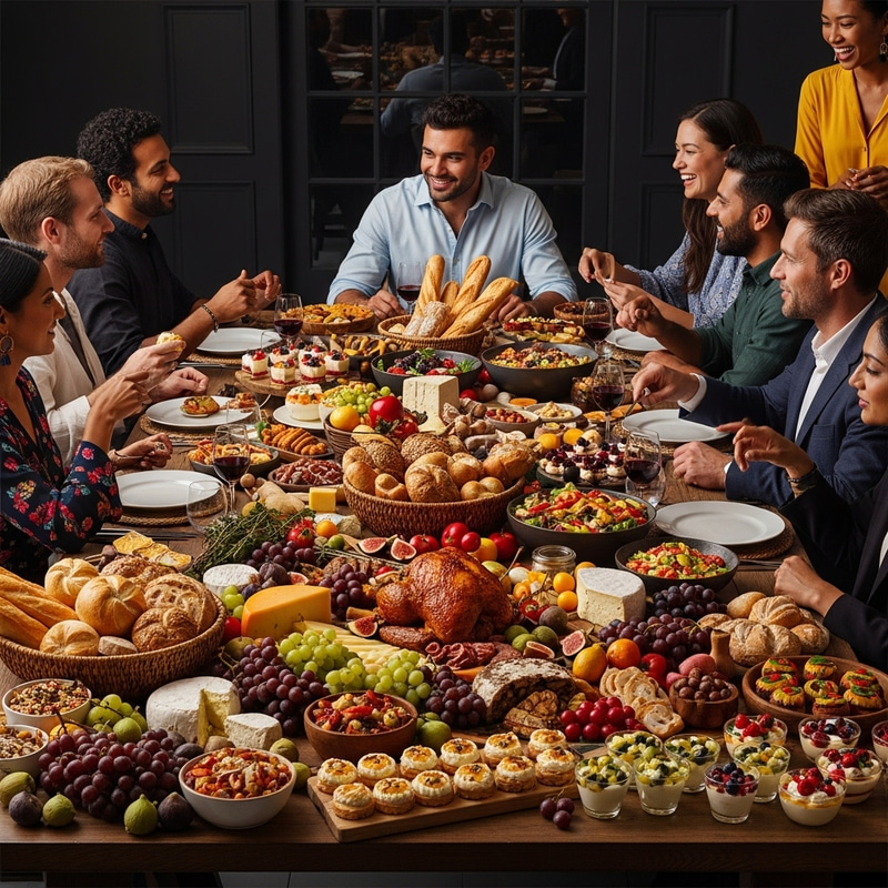 Epicurean Feast and Vibrant Colors - Diverse Culinary Gathering Epicurean Feast and Vibrant Colors - Diverse Culinary Gathering