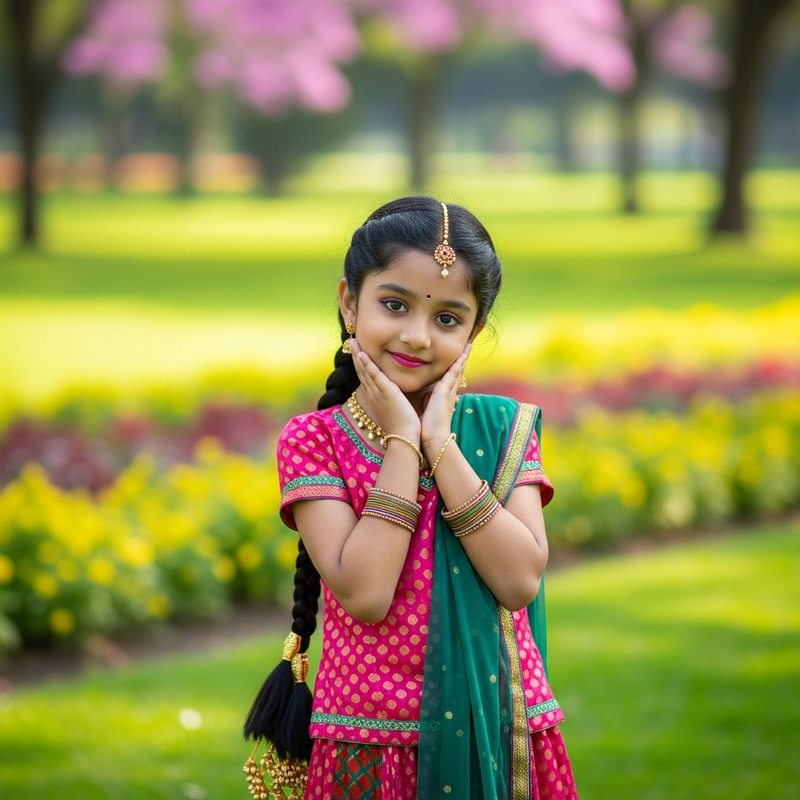 Cute Indian Girl in Traditional Attire | Innocent & Vibrant Portrait Cute Indian Girl in Traditional Attire | Innocent & Vibrant Portrait