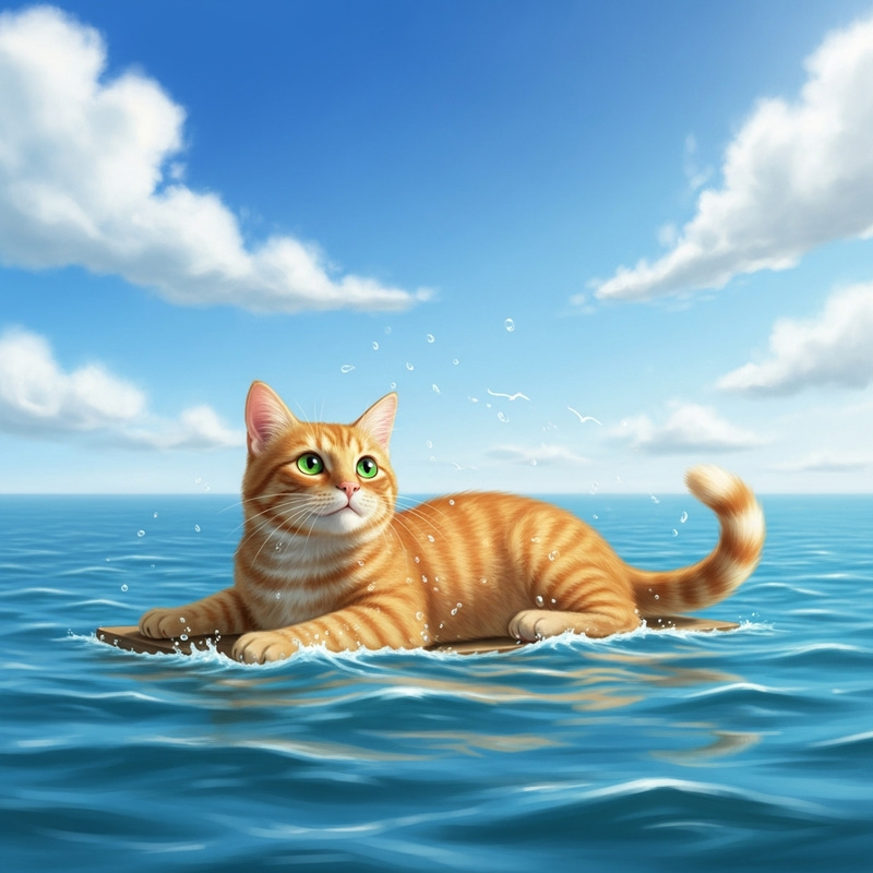 Adorable Orange Tabby Cat Enjoying a Serene Day at Sea Adorable Orange Tabby Cat Enjoying a Serene Day at Sea