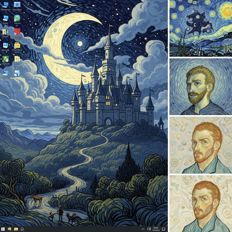 Harry Potter Castle Wallpaper in Van Gogh Style Harry Potter Castle Wallpaper in Van Gogh Style