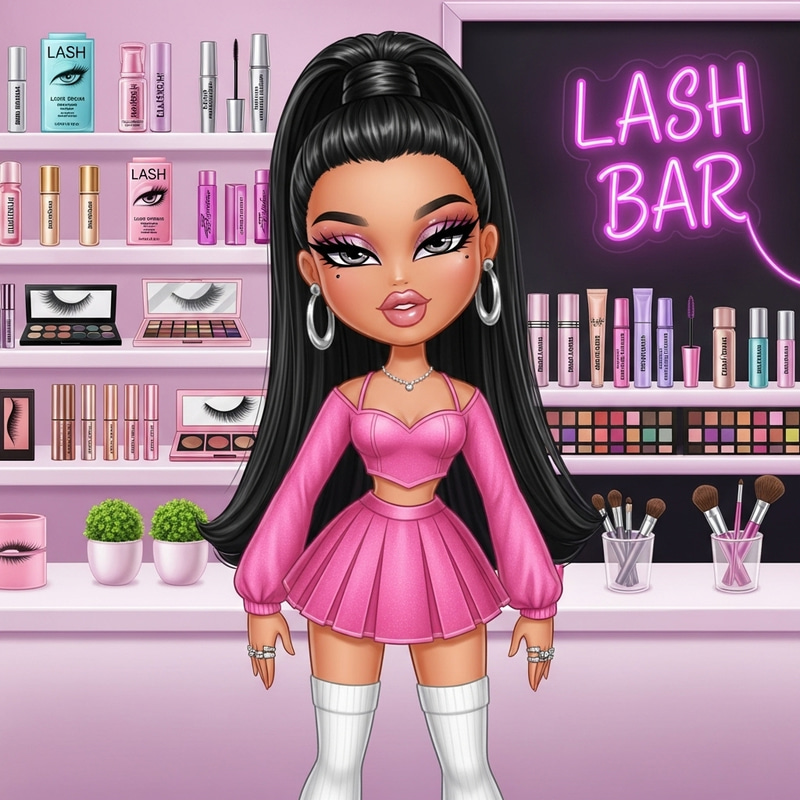 Stylish Latina Bratz Doll at Lash Bar Stylish Latina Bratz Doll at Lash Bar