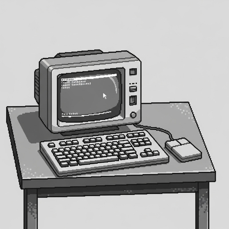 Minimalist Pixel Art: Retro Computer Table