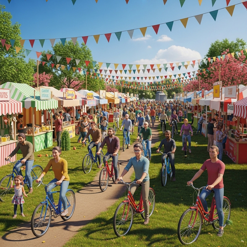 Colorful Festival 3D Model | Food Stalls, Bike Riding Excitement Colorful Festival 3D Model | Food Stalls, Bike Riding Excitement