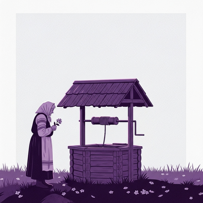 Caucasian Grandmother in Russian Folk Attire at Dawn Caucasian Grandmother in Russian Folk Attire at Dawn