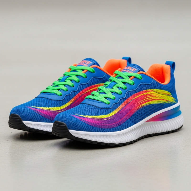 Colorful Sneakers with Bold Swoosh Design - Stylish Footwear Colorful Sneakers with Bold Swoosh Design - Stylish Footwear