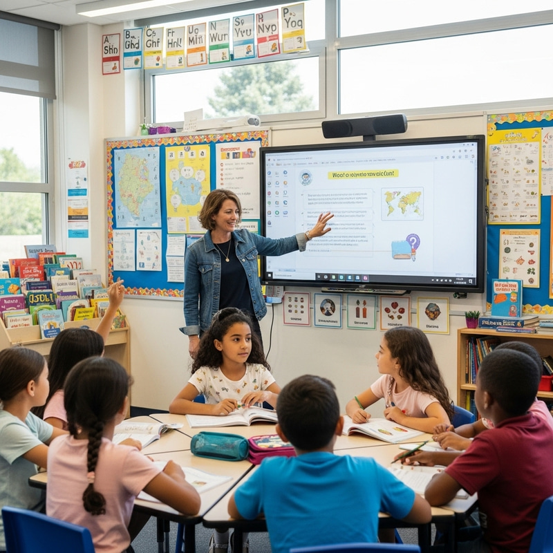 Elementary School Student in Diverse Classroom