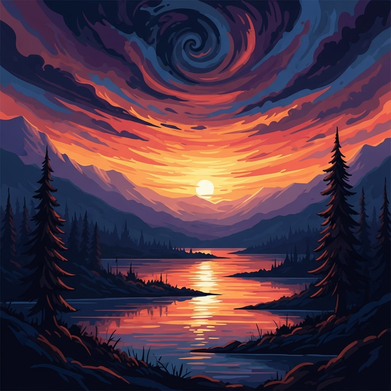 Dreamy Abstract Landscapes: Colors of Otherworldly Sunset