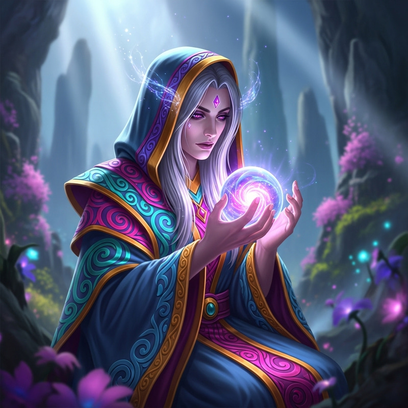 Mystical Diviner in Ethereal Flowing Robes Mystical Diviner in Ethereal Flowing Robes