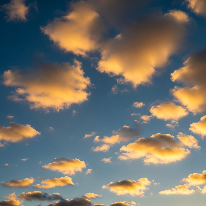 Crystal Clear Blue Sky with Glowing Golden Clouds | 4K Realistic Photo Crystal Clear Blue Sky with Glowing Golden Clouds | 4K Realistic Photo