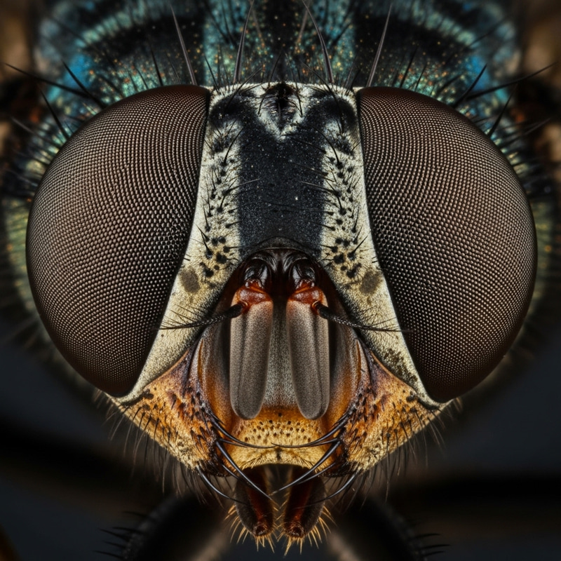 Semi-Colorful Fly's Eyes: Nature's Intricate Beauty Semi-Colorful Fly's Eyes: Nature's Intricate Beauty