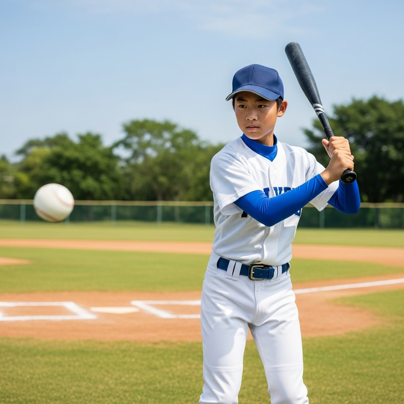 Asian Middle School Boy Playing Baseball with Determined Eyes Asian Middle School Boy Playing Baseball with Determined Eyes