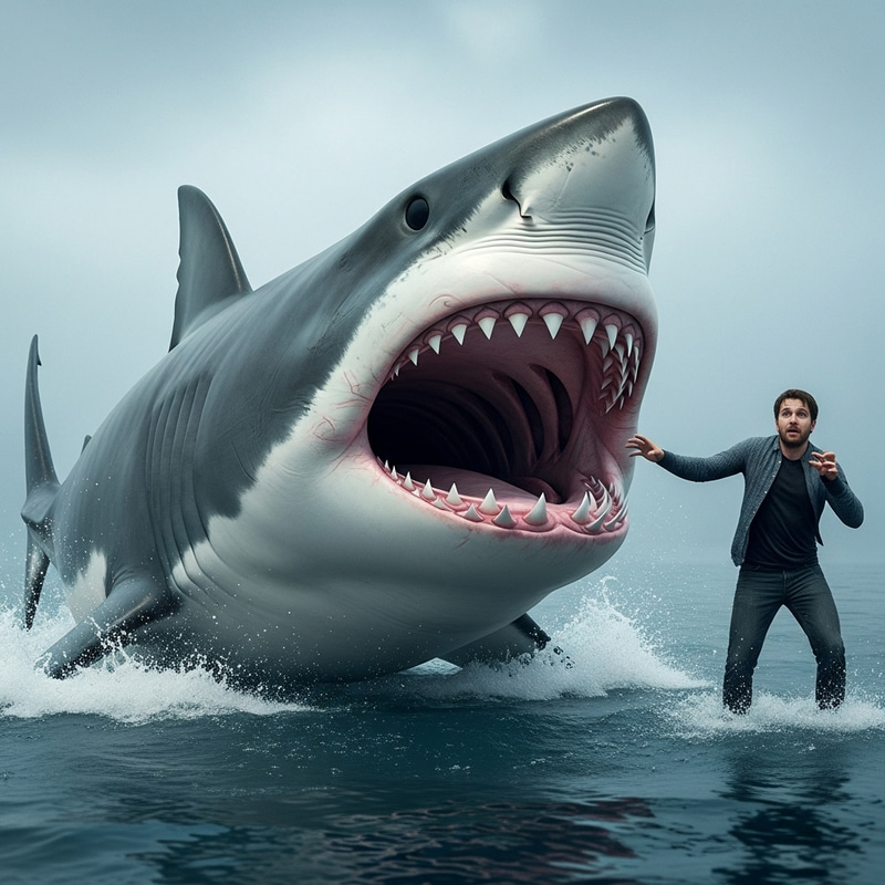 Shocking Shark Encounter: Terrifying Predator on Land