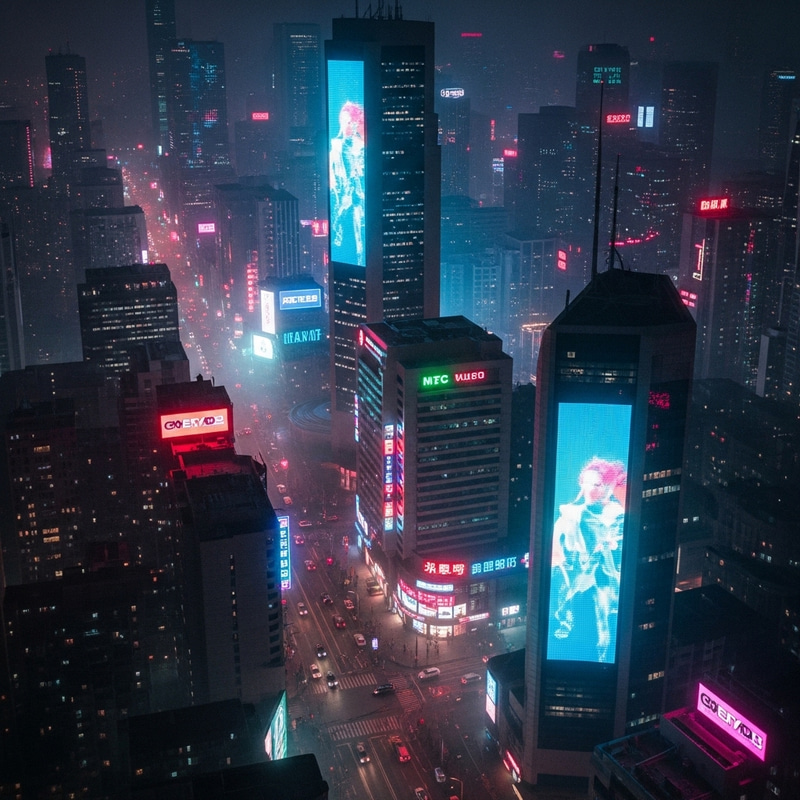 Futuristic Neon Cityscape | Cyberpunk Aerial View Futuristic Neon Cityscape | Cyberpunk Aerial View
