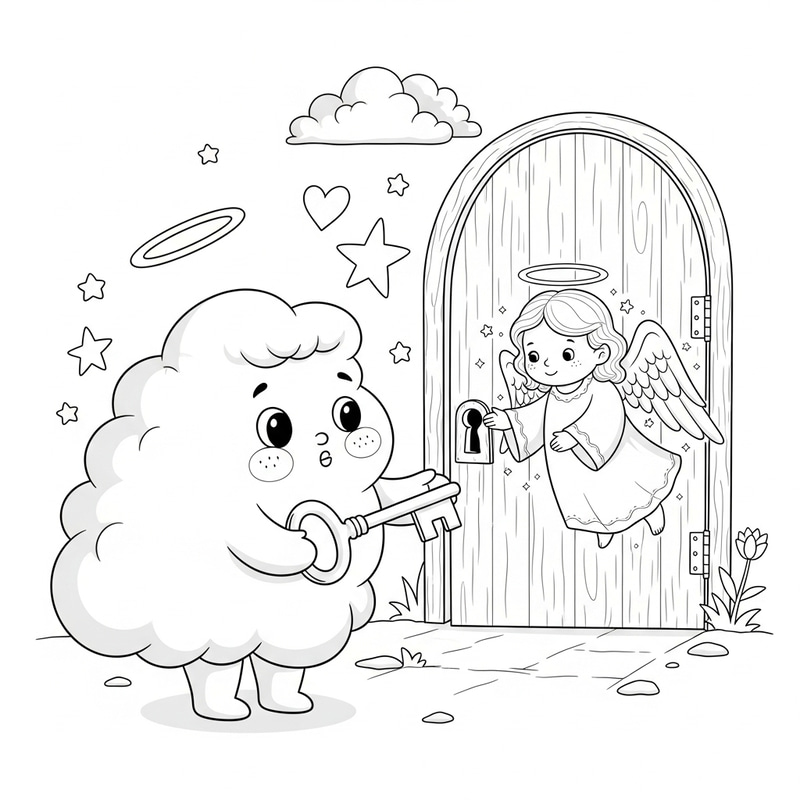 Enchanting Cloud Coloring Page - Innocence & Wonder Enchanting Cloud Coloring Page - Innocence & Wonder