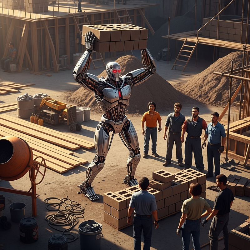 Terminator T8000 Robot Construction Site Scene | Strength Displayed