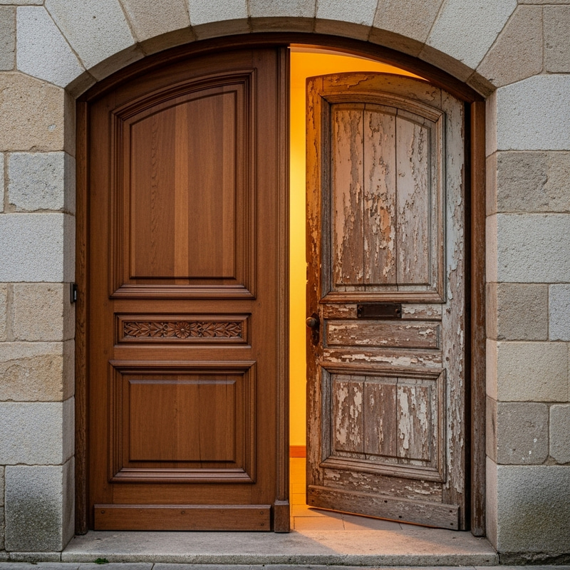 Poetic Wooden Doors: Eloquent & Faded Contrast Poetic Wooden Doors: Eloquent & Faded Contrast