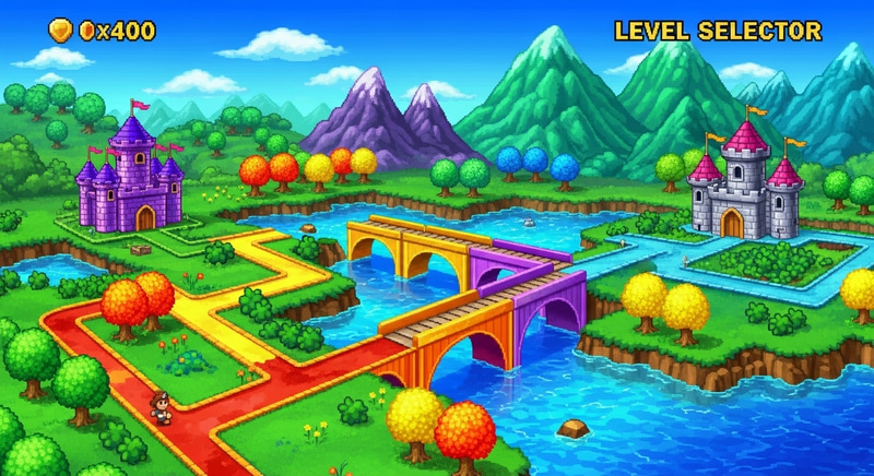 Colorful Level Selector Map for Super Mario 3 Colorful Level Selector Map for Super Mario 3