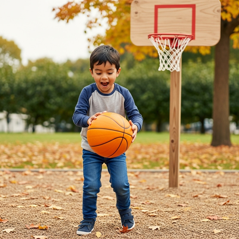Young Hispanic Boy Playing Basketball with Pumpkin Young Hispanic Boy Playing Basketball with Pumpkin
