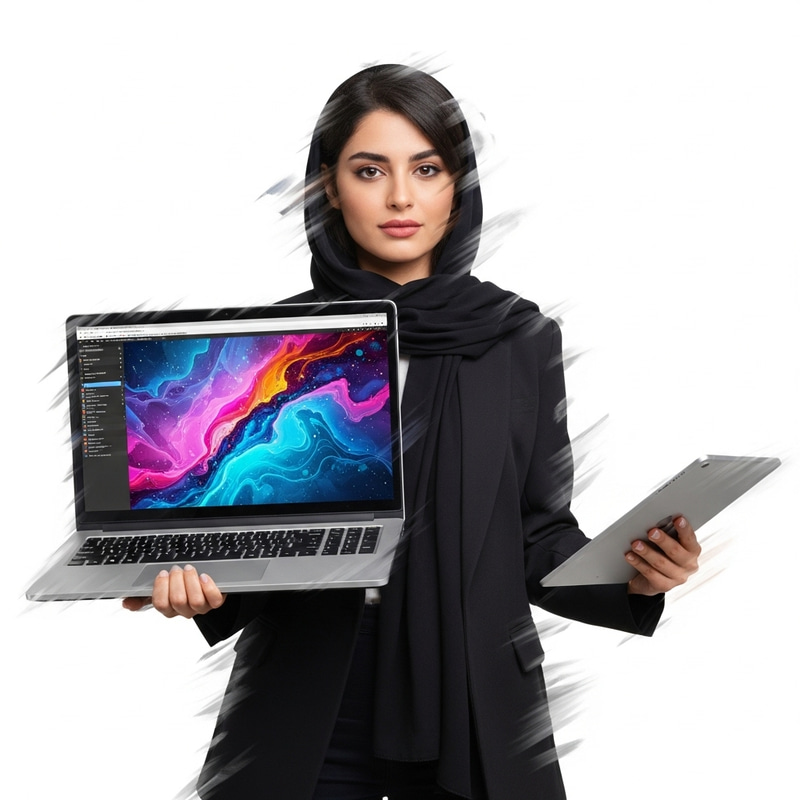 Confident Middle-Eastern Woman Embracing Modern Technology Confident Middle-Eastern Woman Embracing Modern Technology