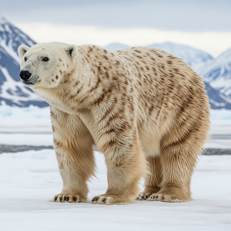 Unique Bear with White Fur and Brown Spots