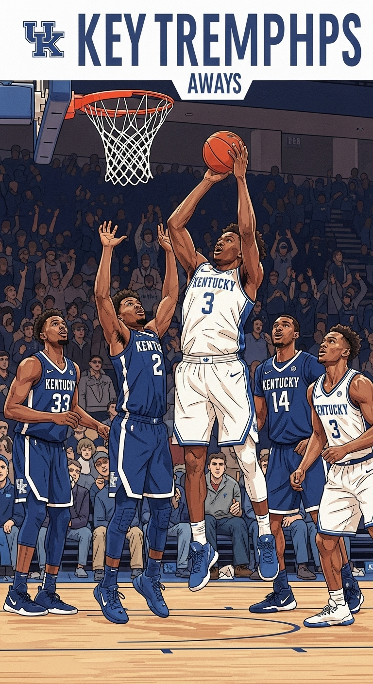 Kentucky Wildcats Key Triumphant Moment | Intense Basketball Illustration Kentucky Wildcats Key Triumphant Moment | Intense Basketball Illustration