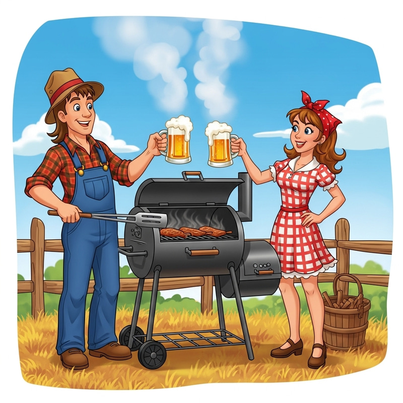 Cartoon Hillbilly BBQ | Outdoor Cooking with Beer Cartoon Hillbilly BBQ | Outdoor Cooking with Beer