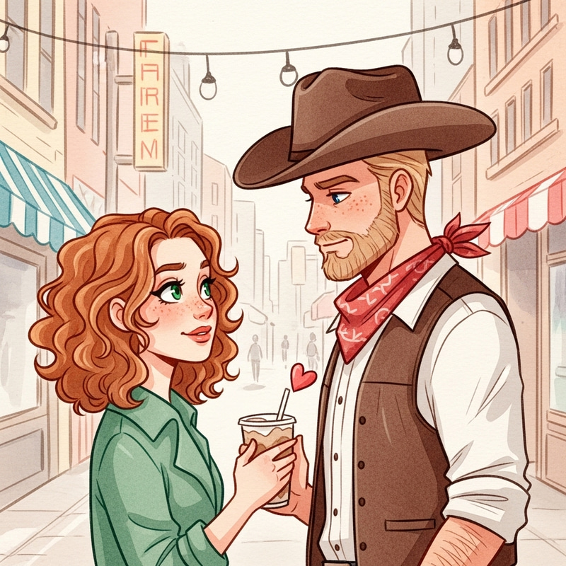 Whimsical City Girl & Cowboy Encounter - Nostalgic Urban Romance Whimsical City Girl & Cowboy Encounter - Nostalgic Urban Romance