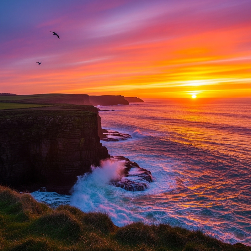 Stunning Sunset Over Coastal Cliff