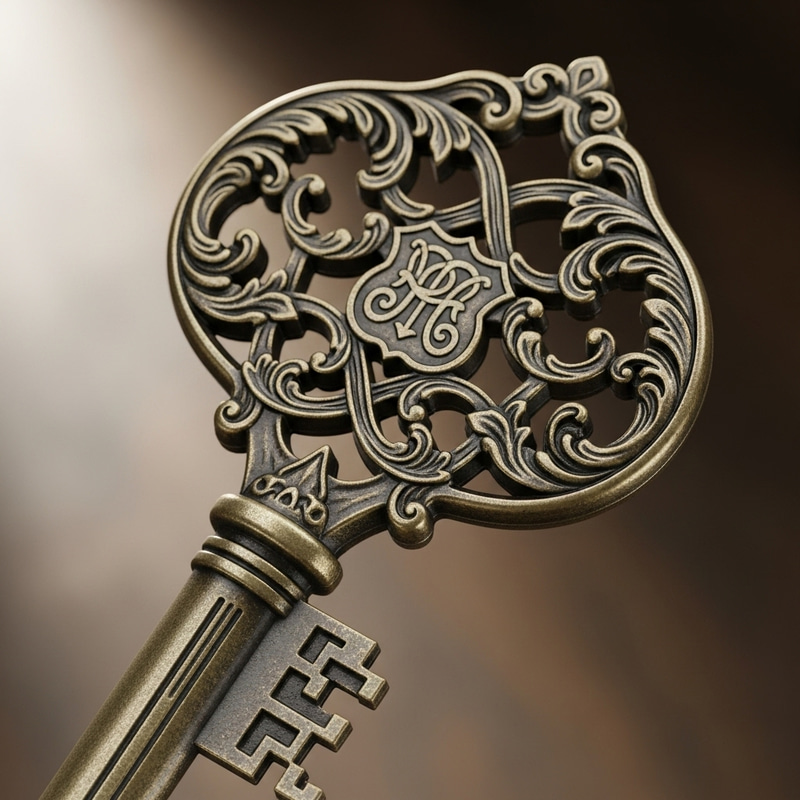 Intricately Carved Ornate Door Key