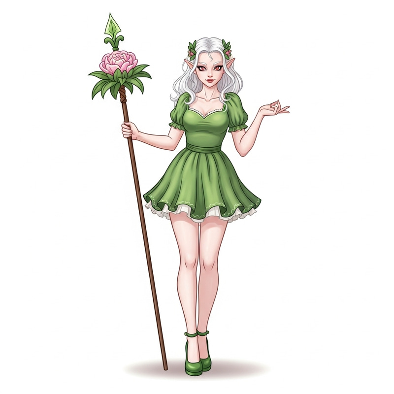 Albino Nymph in Short Kawaii Green Dress & Heels Albino Nymph in Short Kawaii Green Dress & Heels