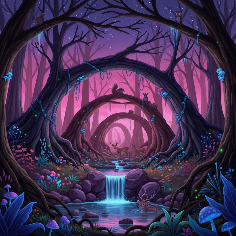 The Enchanted Forest: Mystical Trees & Ethereal Illumination The Enchanted Forest: Mystical Trees & Ethereal Illumination