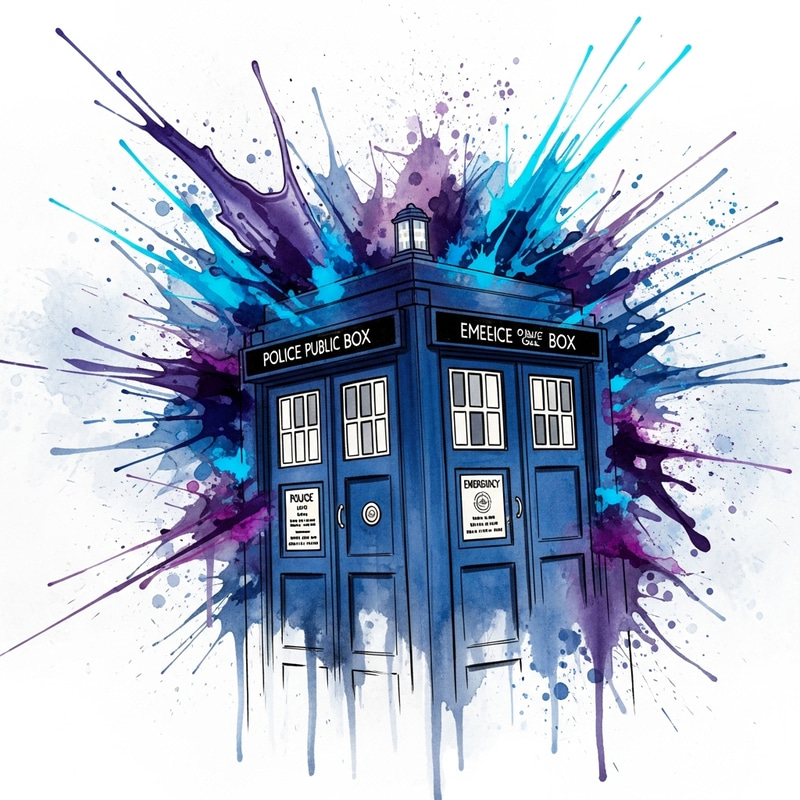 Watercolor TARDIS Wallpaper - Sci-Fi Aesthetic Watercolor TARDIS Wallpaper - Sci-Fi Aesthetic