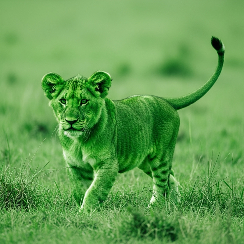 Green Baby Lion: Enchanting Wilderness Explorer Green Baby Lion: Enchanting Wilderness Explorer