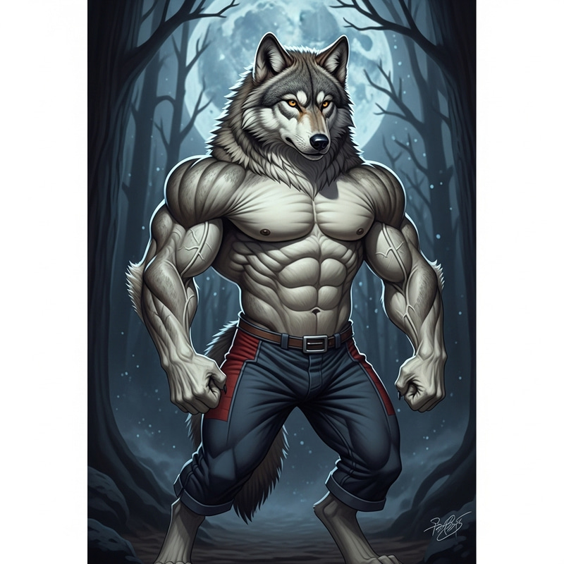 Muscular Wolf - Powerful and Majestic Display