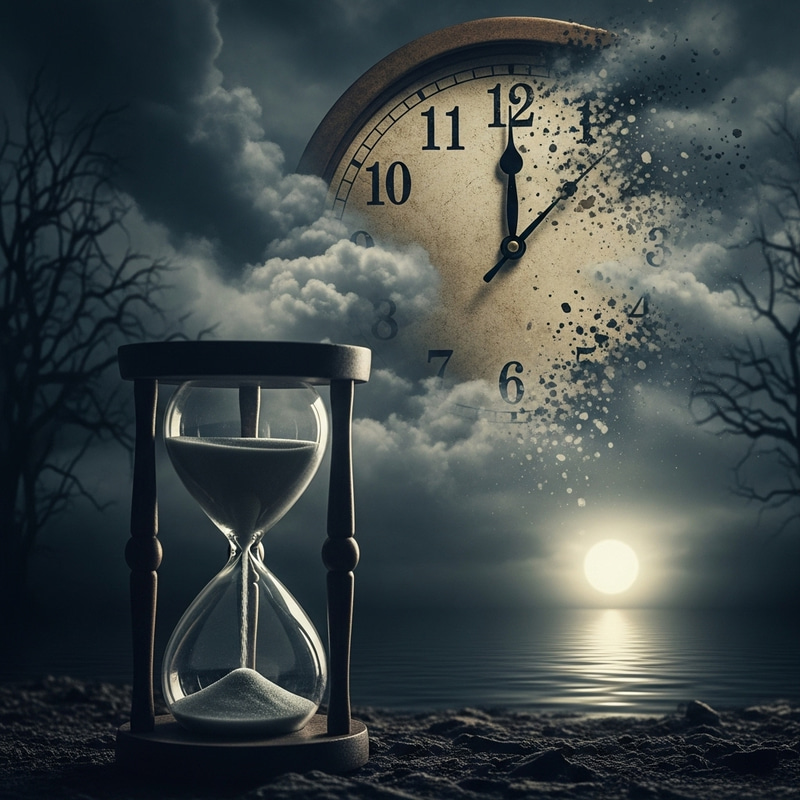Time's Creepy Embrace Wallpaper | Haunting Clock & Hourglass