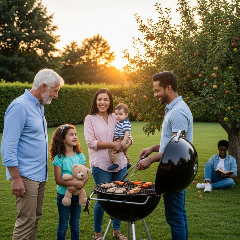 Diverse Family Gathering in Spacious Backyard Diverse Family Gathering in Spacious Backyard